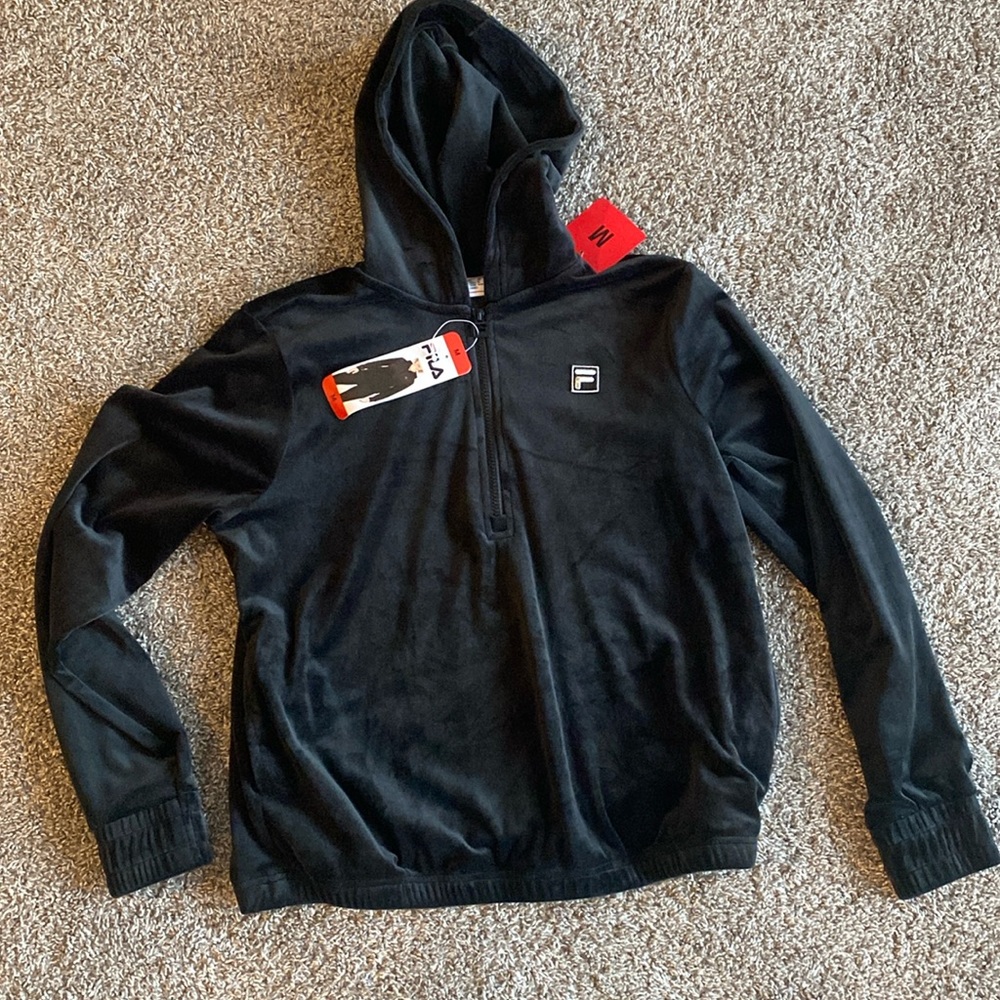 Fila NWT Velour 1/4 Zip Hoodie, Cinched waist, Women’s size M
